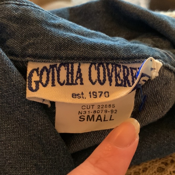 True Vintage 70s Blue Cotton Denim Ruffled Trim Button Down Short Sleeve Blouse - Picture 16 of 16